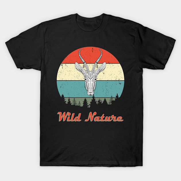 Wild Nature Deer White Abstract Sunset second T-Shirt by SmileSmith